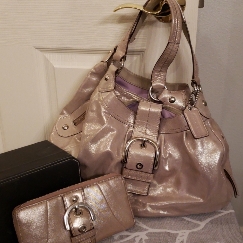 Coach   "gold shimmer hobo bag"